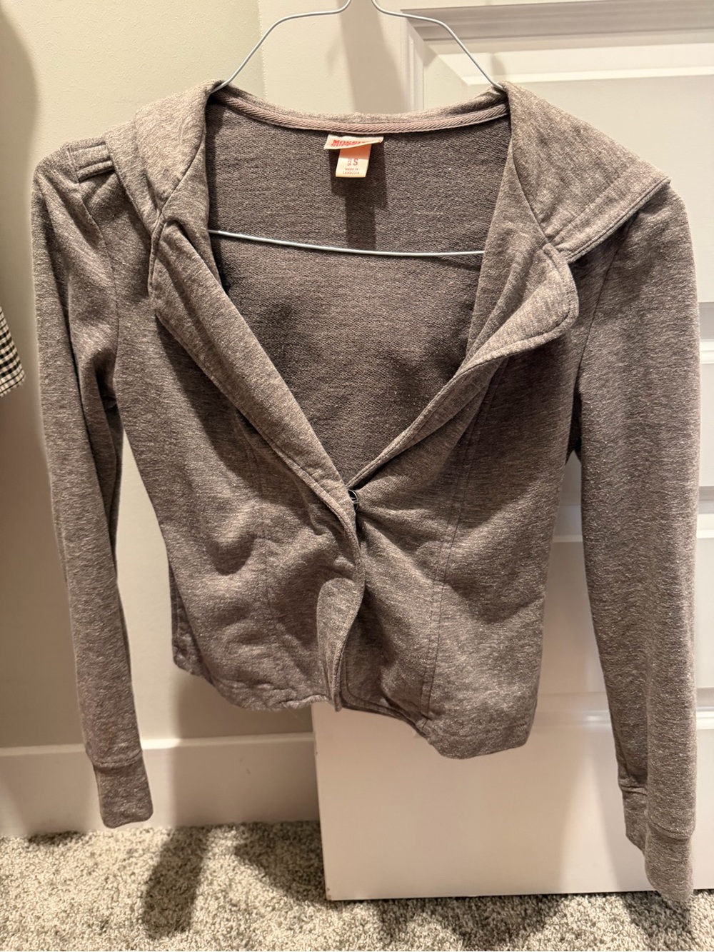 Vtg Mossimo Supply Co. Gray Knit Cotton Blend Hooded Cardigan Size S
